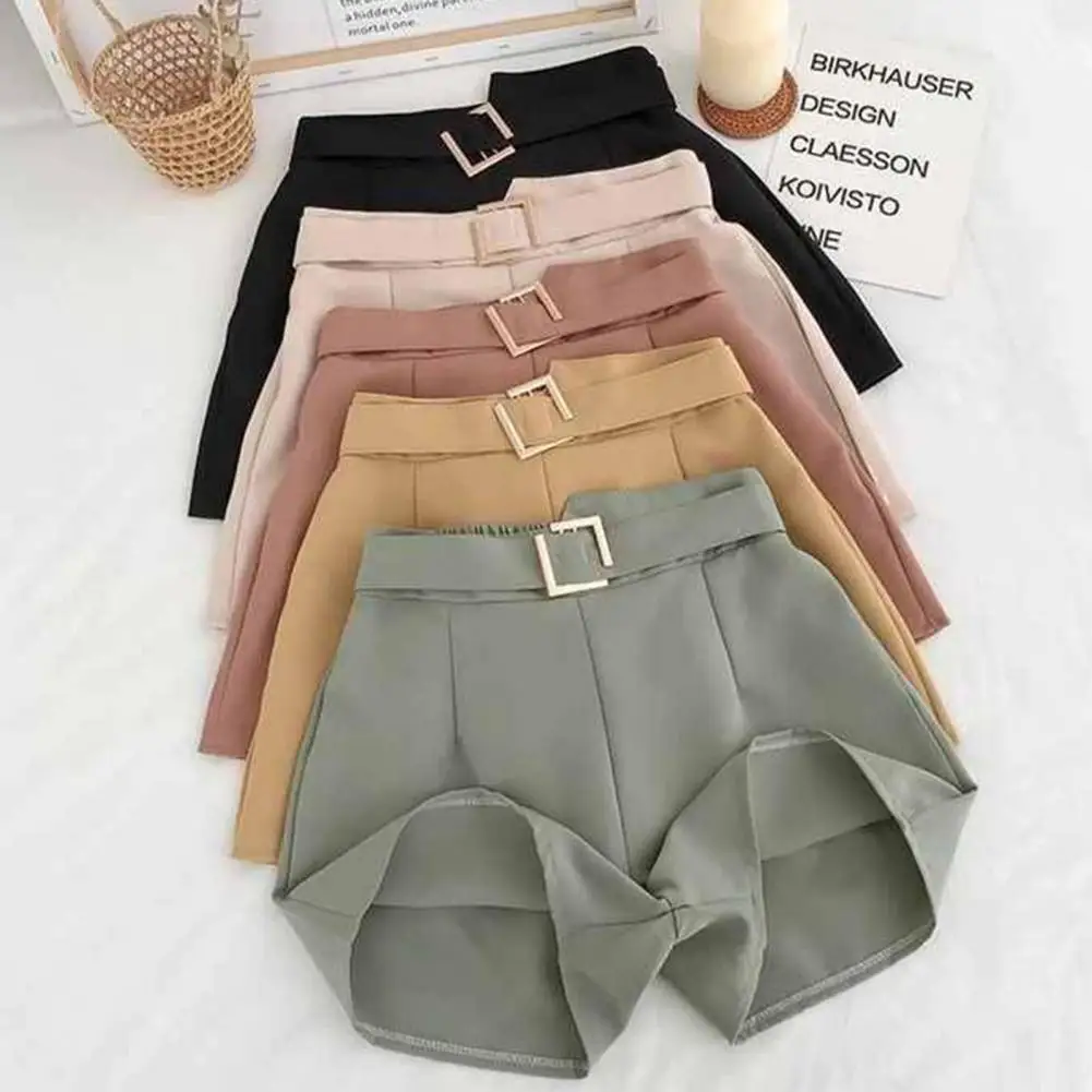 Summer Casual Shorts Adjustable Waist Loose All-match Korean Style Chic Tailored Bottoms Pockets Daily College Breathable Trendy