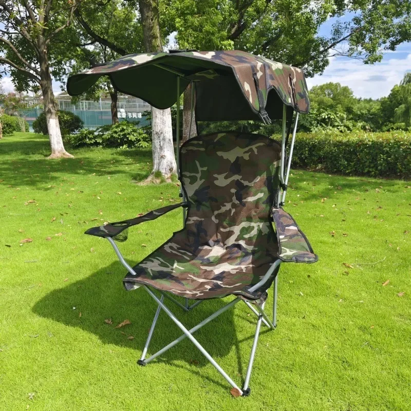 Folding Canopy Chair with Shade Portable Recliner Beach Chair Leisure Fishing Beach Outdoor Garden Lawn Camping Chair