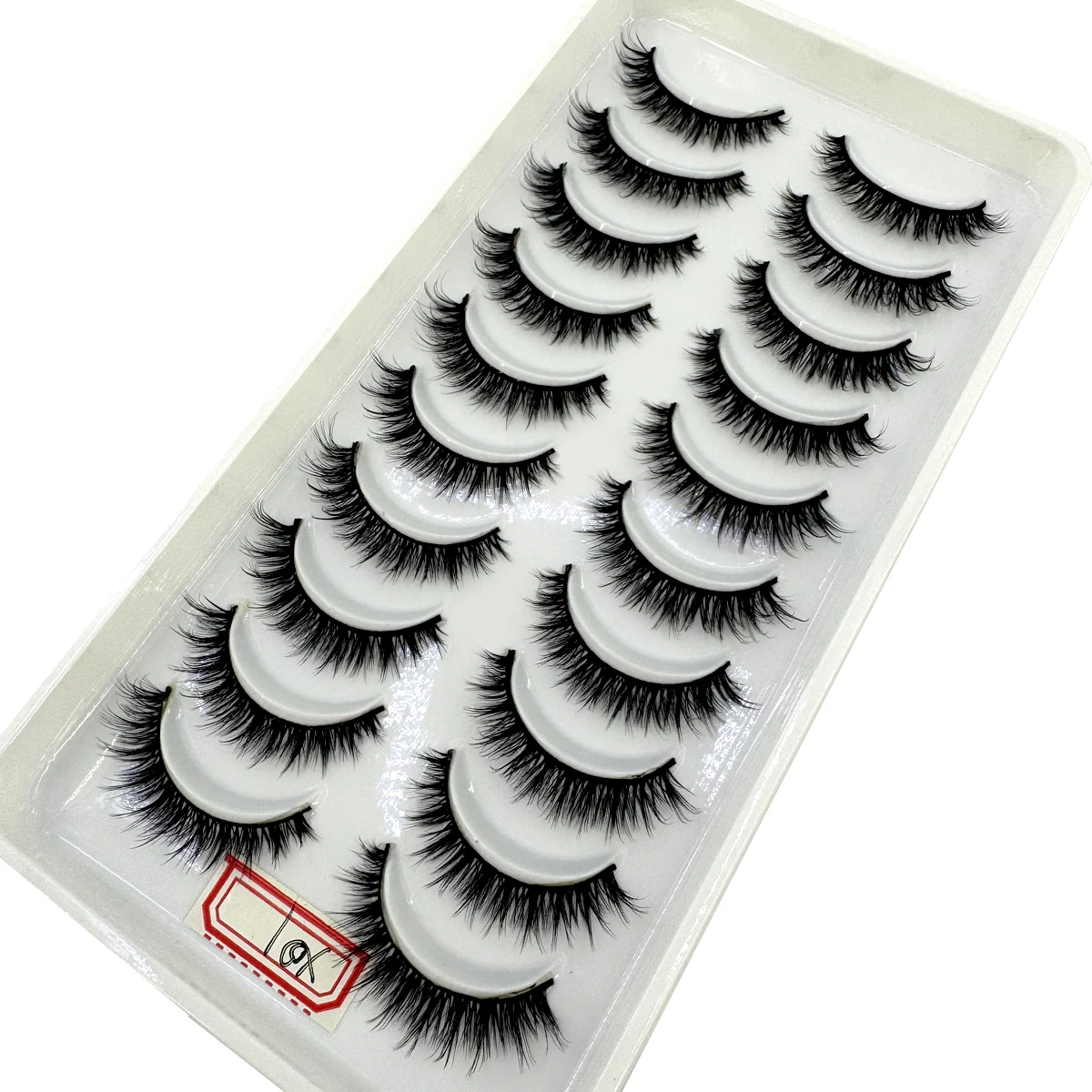 10 คู่ 3D Mink Lashes ธรรมชาติดู Fluffy Cat Eye Wispy Eyelashes Manga Lashes Winged End Eye ยาวปลอมขนตาแต่งหน้า