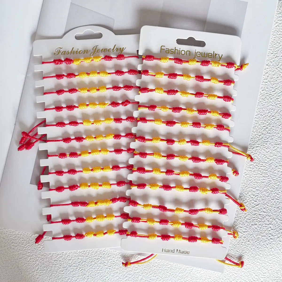 Handmade 7 Knots Spain Flag Braided Rope Bracelet, Red Yellow Color Adjustable Woven String Wristband Patriotic Jewelry Gift