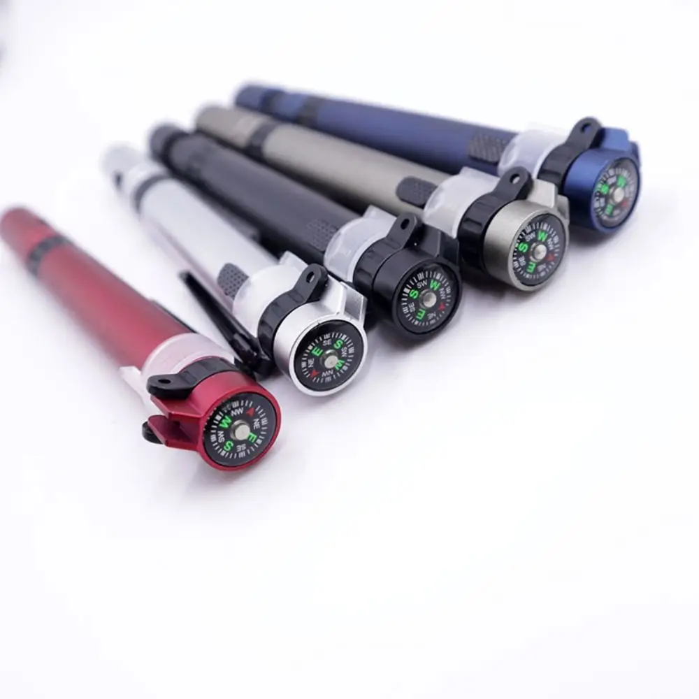 6-In-1 Multi Function Pen Compass Ballpoint Pen Flashlight Pen LED Light Mobile Phone Holder Screwdriver Pen Outdoor Survival