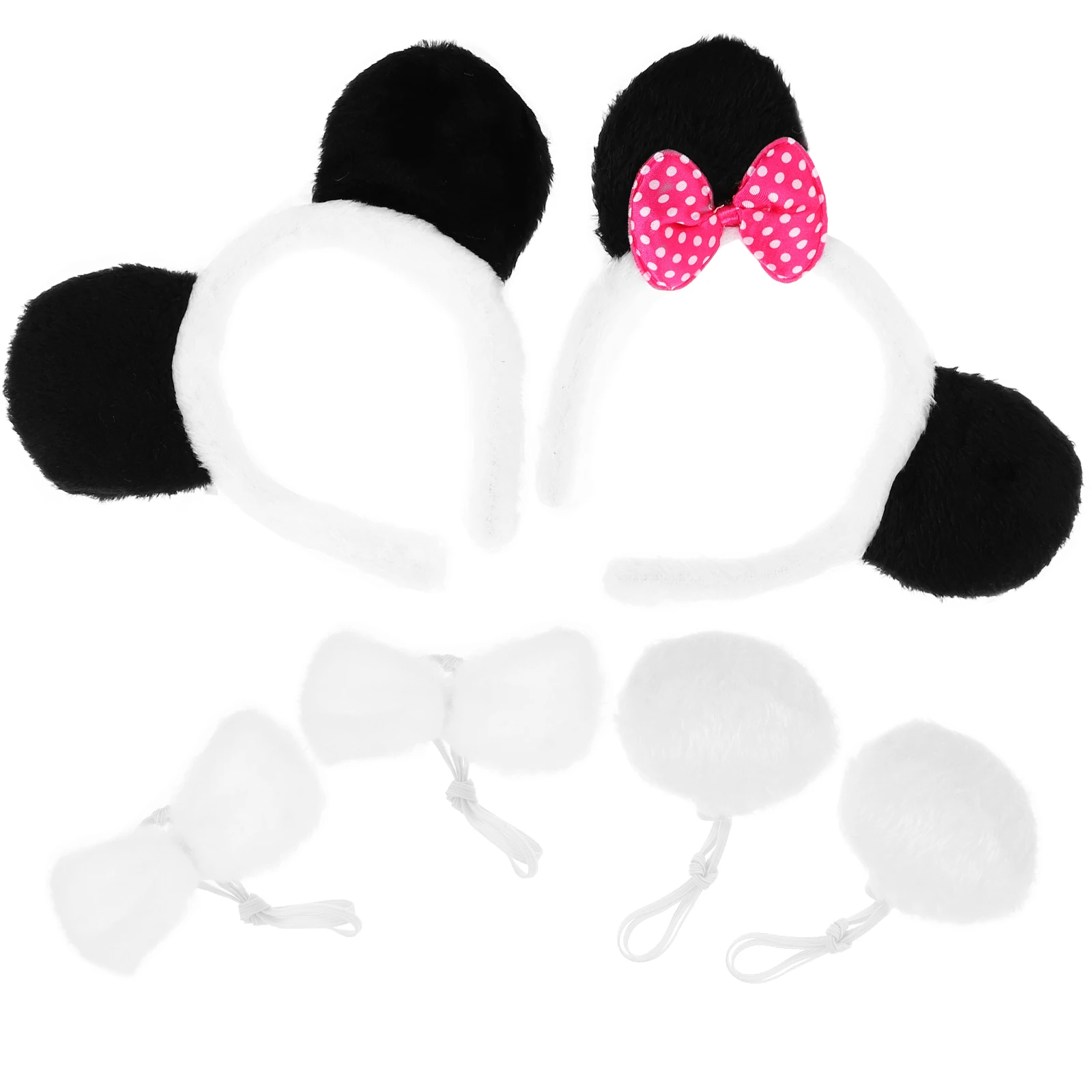 

2 set 2 Sets Panda Headband Bow Tie Tail Animal Ears Accessories Women Halloween Cosplay Holiday Party Adult Costumes Hair