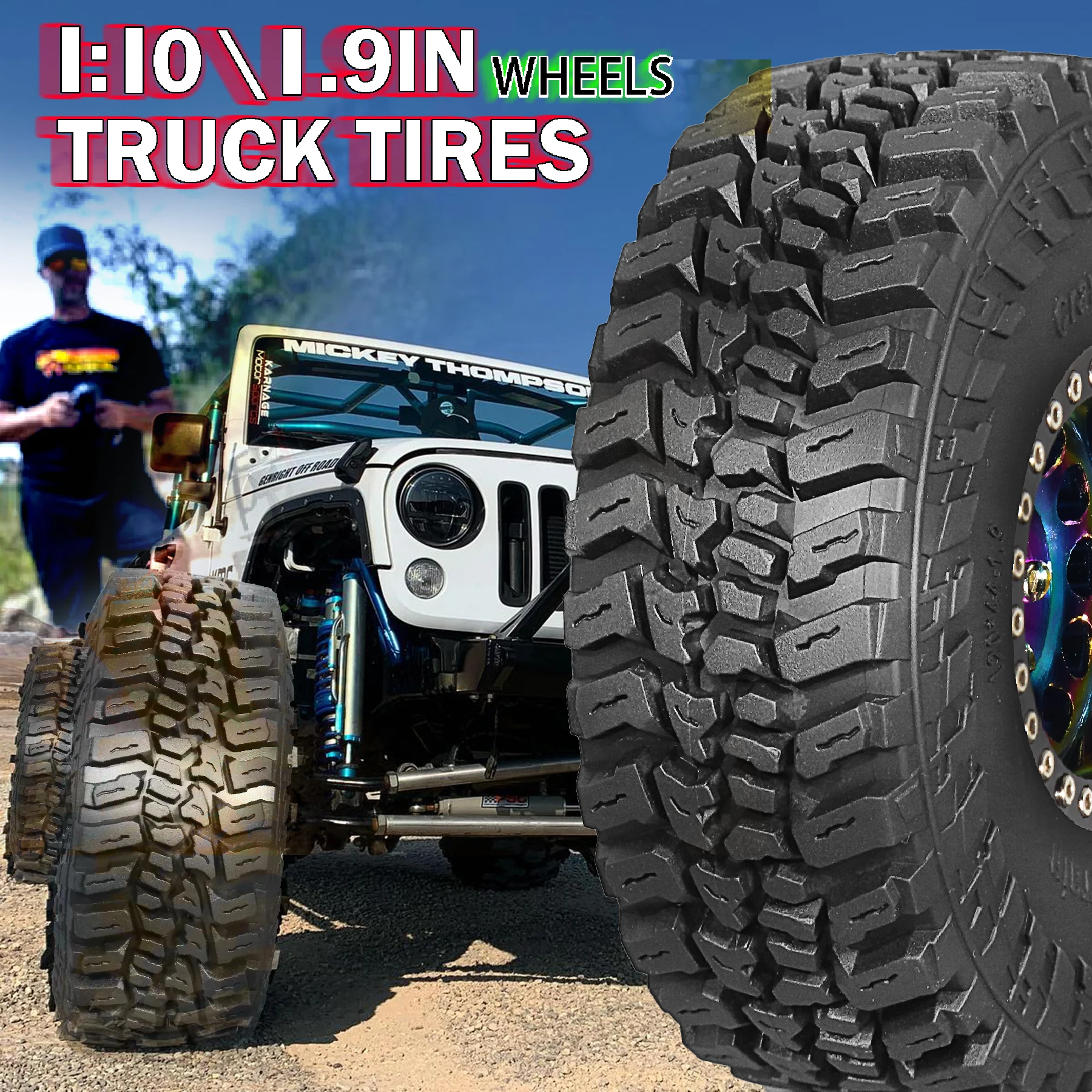 4 Stück 1,9 Zoll Gummireifen 120*44mm für 1/10 RC Crawler Auto Traxxas Trx4 Axial Scx10 Wraith Scx10 Yikong Rgt Wrangler 1,9 Rad