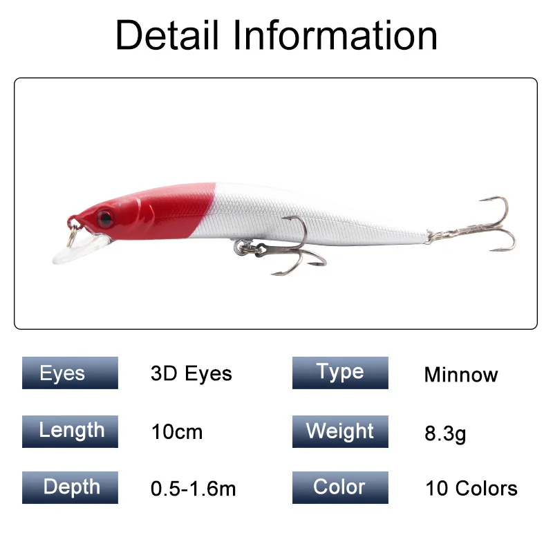 1Pc Minnow Fishing Lure Floating Hard Bait 10cm 8.3g Long Shot Artificial Bait Sound Bead Wobbler Crankbait Perch Fishing Tackle