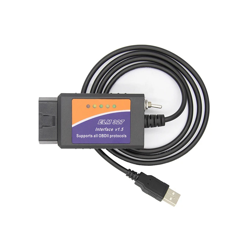 

Сканер ELM327 USB V1.5 OBD2 с переключателем, протокол OBDII, считыватель кодов Elm 327, автомобильный диагностический кабель, инструмент для систем Windows 7 8 XP