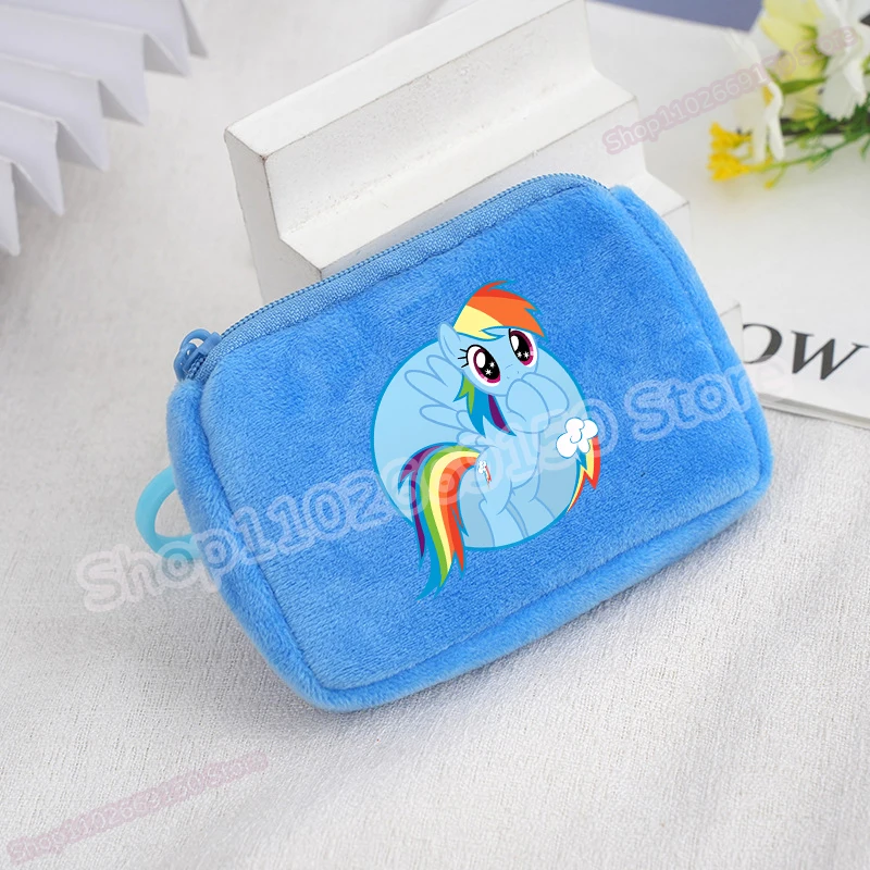 My Little Ponys Kids Anime Plush Coin Purse Girls Boys Cute Mini Wallet Children Cartoon Printed Moneybag Kawaii Pendant Gifts