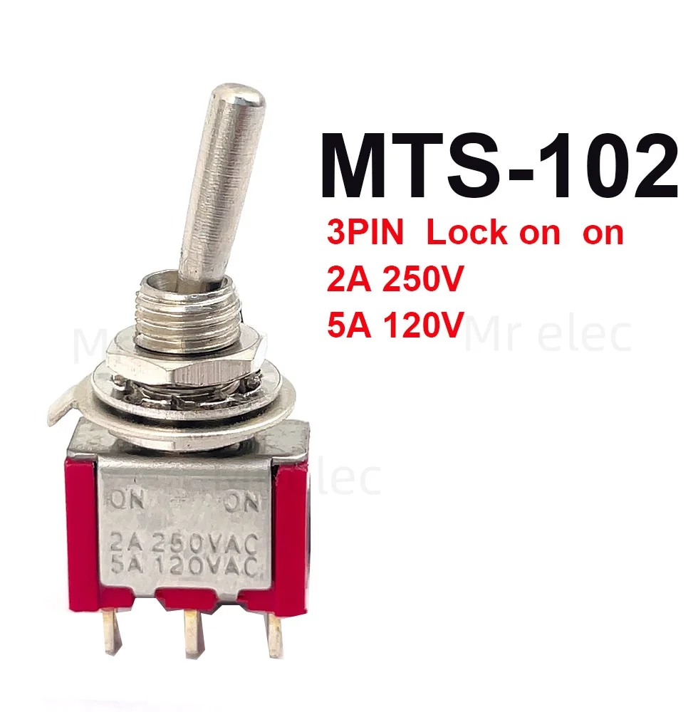 5PCS MTS-102 103 123ON-OFF-ON /ON-ON   Miniature Lever Toggle Switch Single Pole Double Throw