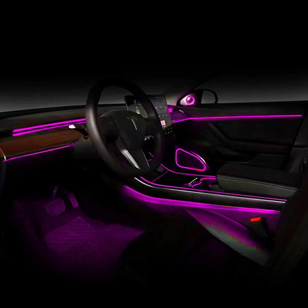 64 colors Decorate lamp touch control For Tesla Model3 model 3 2019-2021 inter Ambient Light 3D Tweeter Neon Lamp Speaker Cover
