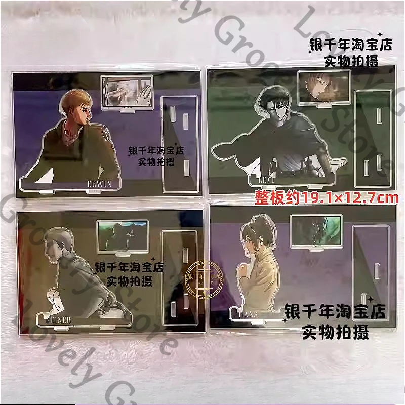 Anime Shingeki No Kyojin Levi Ackerman Hange Zoe Reiner Braun Attack on Titan Cosplay Genuine Acrylic Standing Sign Xmas Gift
