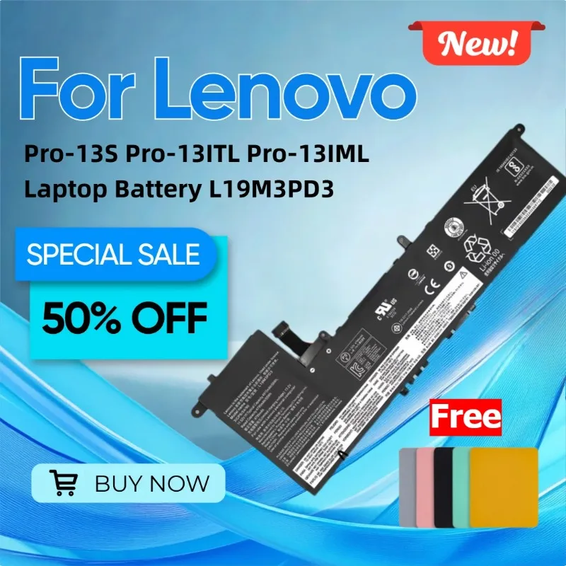 

For Lenovo Xiaoxin Pro-13S Pro-13ITL Pro-13IML Laptop Battery L19M3PD3 Give Away A Mouse Pad