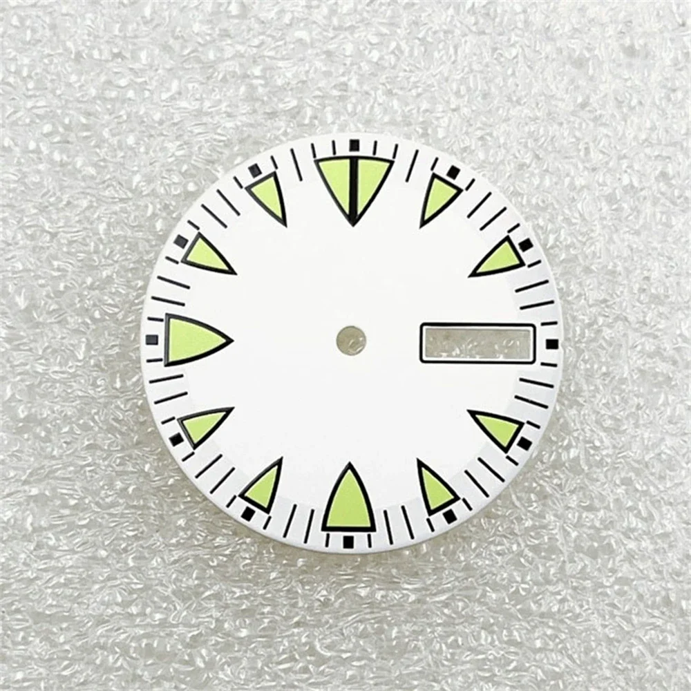 28.5mm Watch Dial for NH36 NH36A Movement Modified Part Green Luminous Mechanical Watch Face Accessories Double Calendar Window