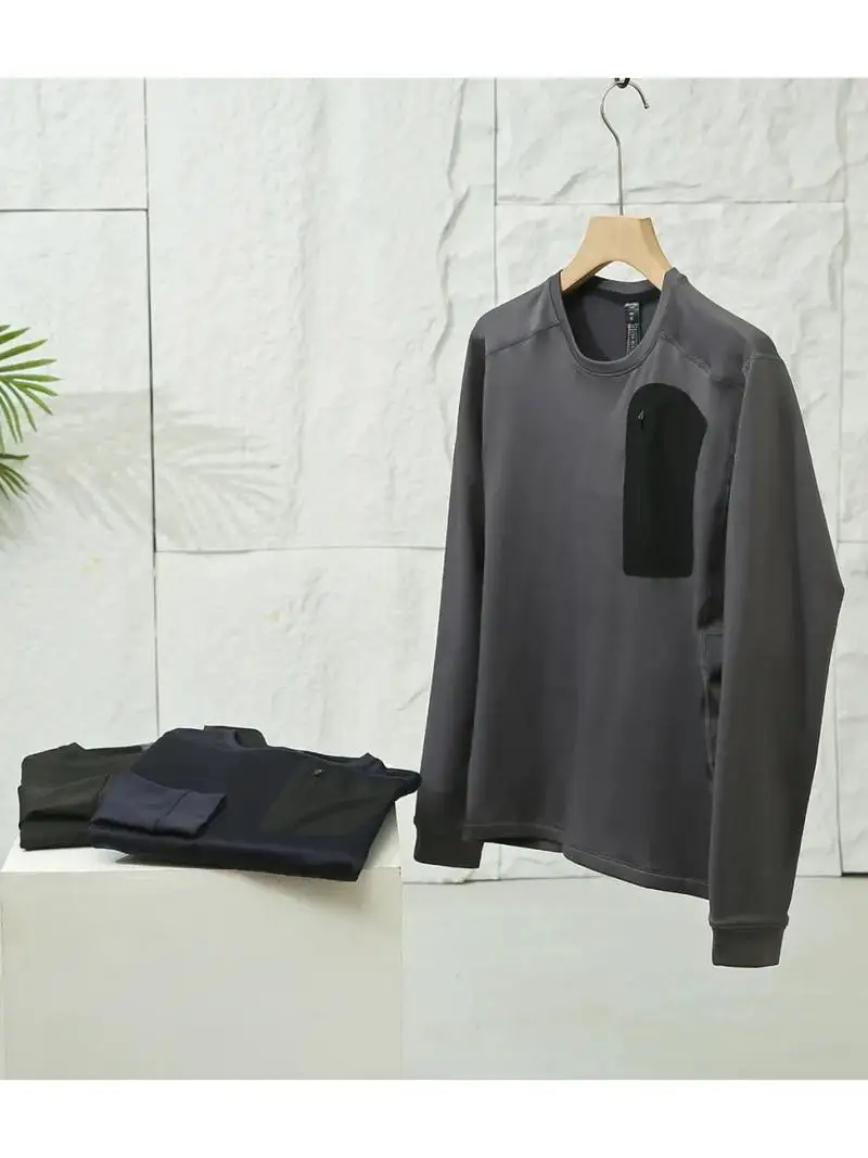 

Men's Thiened Fce Lined round Ne T-irt Casual Loose Fit Long Sve Sweatirt for Autumn Winter Outdoor Sports