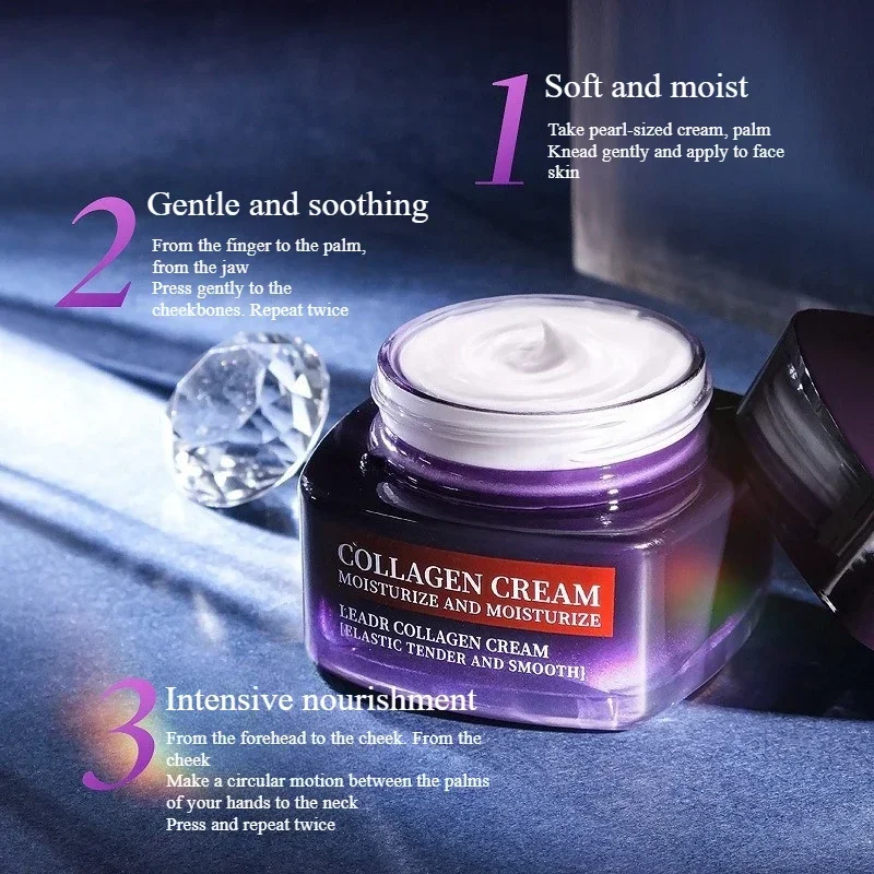 

Collagen Face Cream 24H Deep Moisturizing Firming Fine Lines Reduction Brightens Skin 50g Non-Greasy
