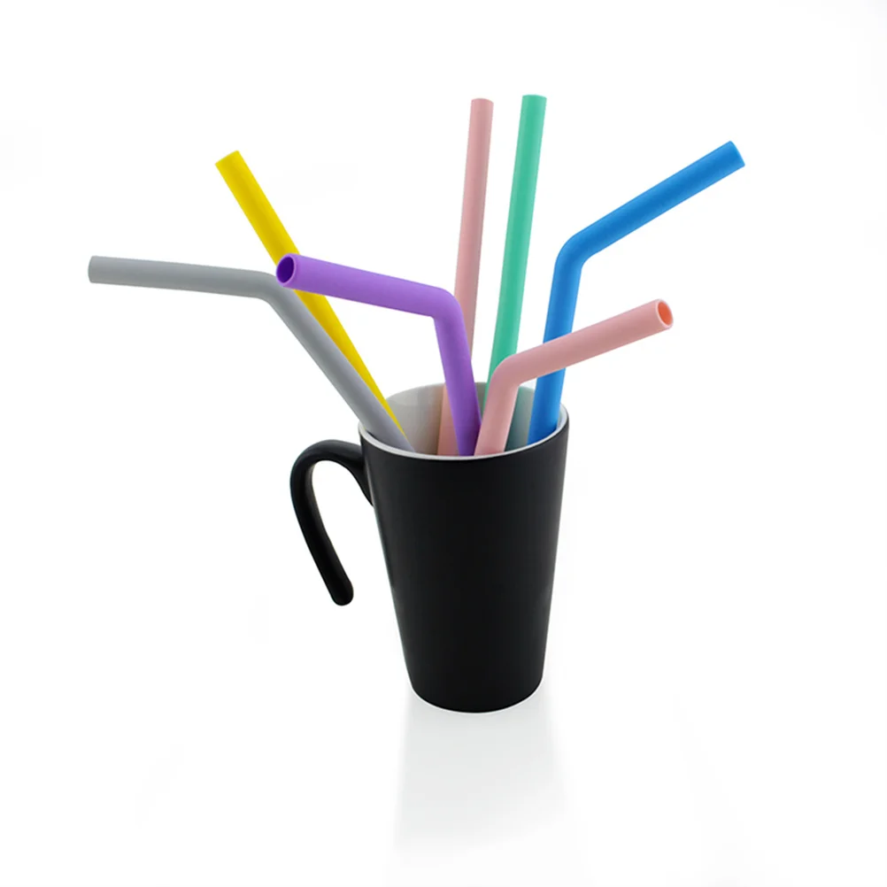 

2Sets Reusable Silicone Straw Set Folding Bendable Drink Tubes for Juices Coffee Beverages Travel Outdoor with Carry Case