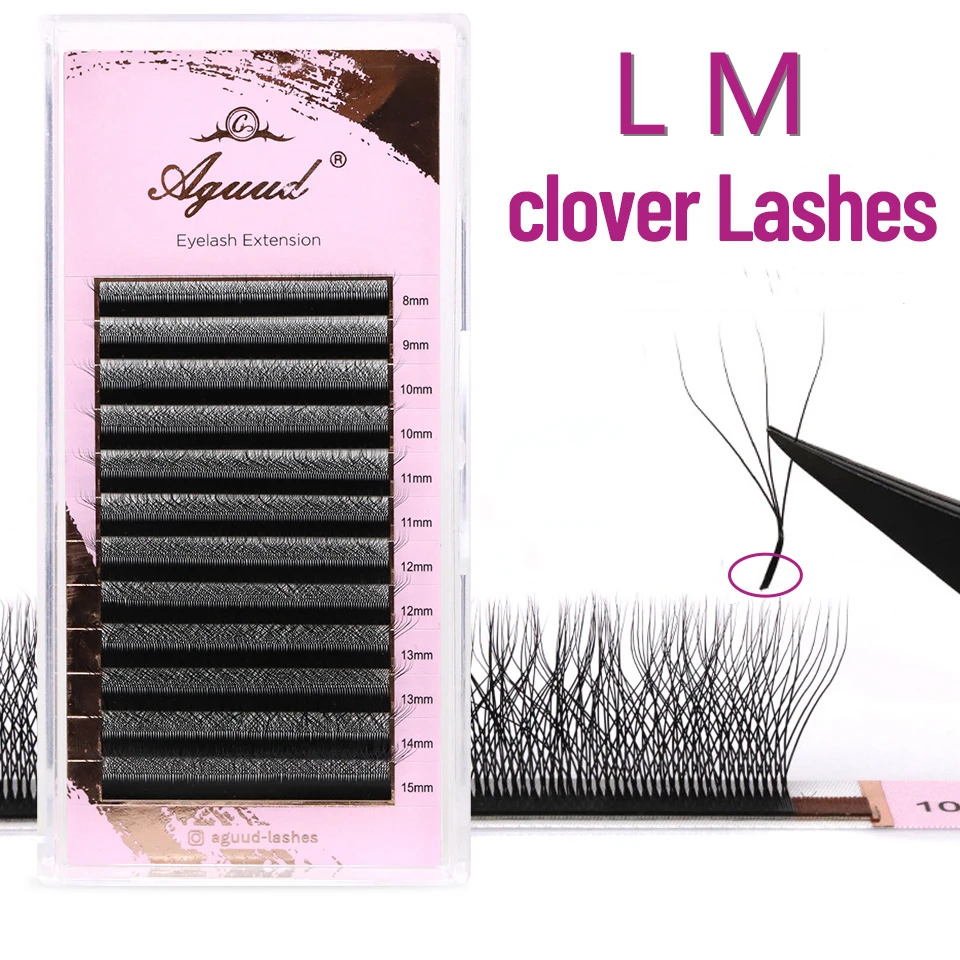 AGUUD W Lashes Extension L LU(M) Curl Mink 3D 4D W-รูปปริมาณพัดลม Bloom Lash อัตโนมัติดอกขนตา