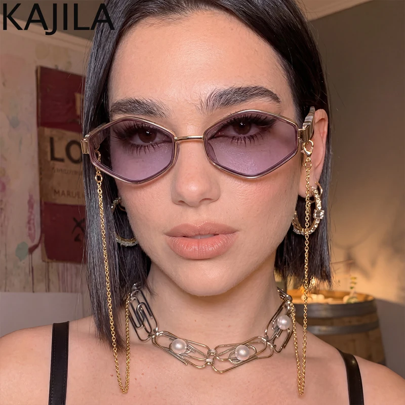 

Small Frame Hexagon Punk Sunglasses Women With Chain 2026 Luxury Brand Vintage Polygon Sun Glasses For Lady Fashion Shades UV400