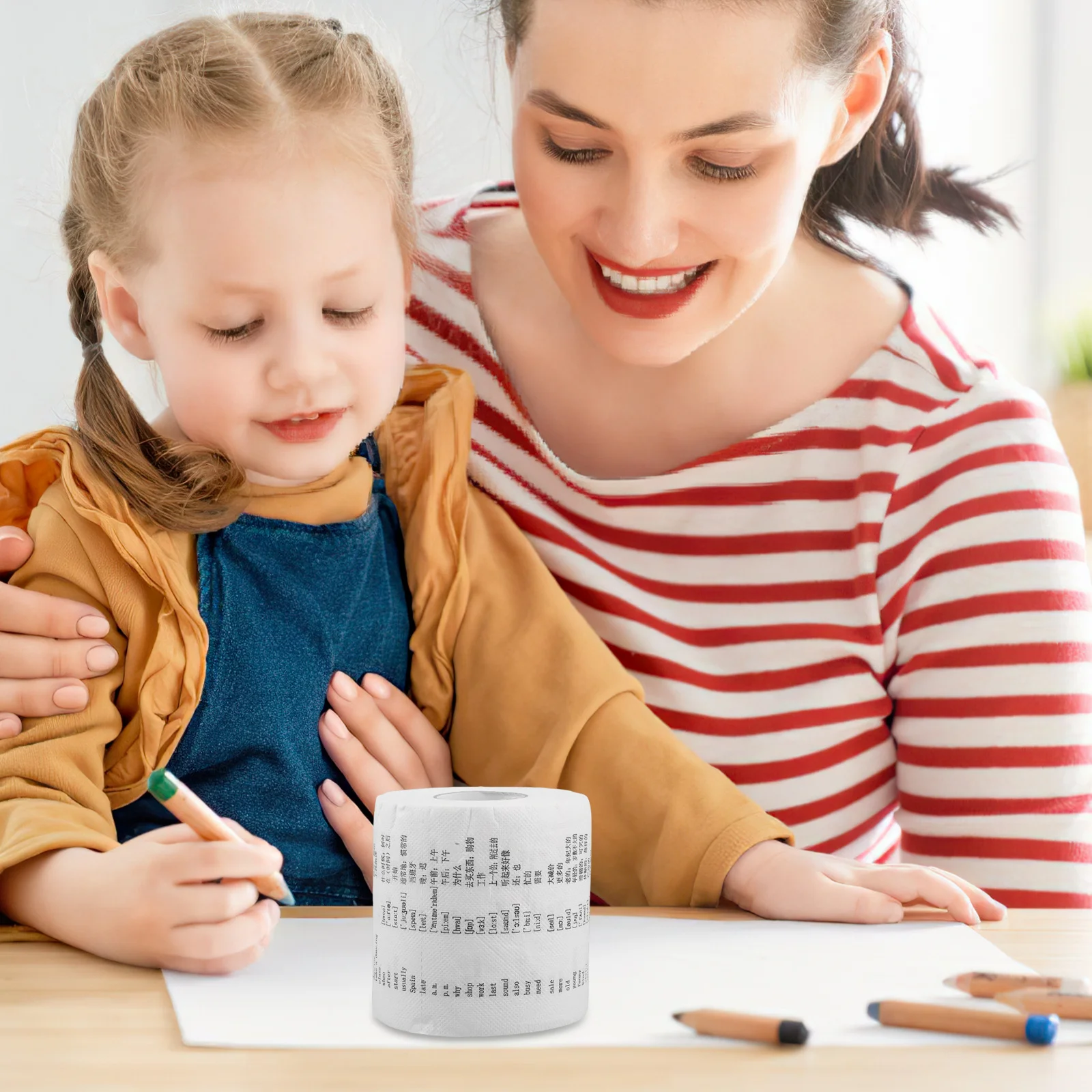 1 Roll English Word Toilet Paper Phonetic Symbols Fun Learning Bathroom Tissue For Kids Vocabulary Boost Creative Novelty Roll