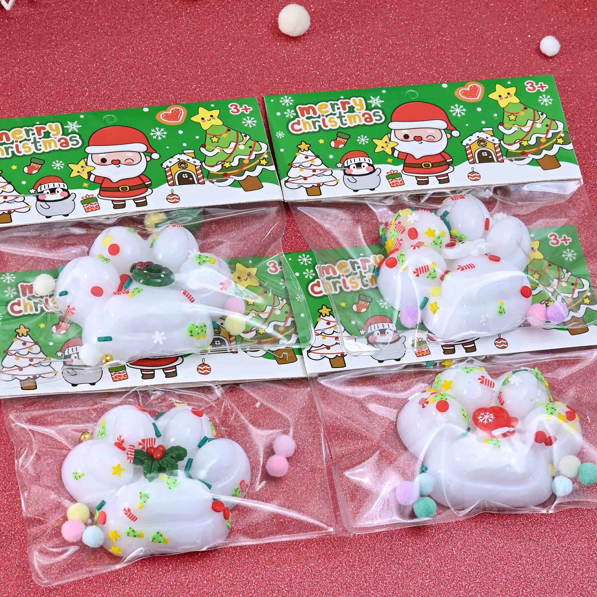 1 Uds. Juguetes relajantes suaves y pegajosos para aliviar el estrés, bonitos juguetes navideños para apretar con forma de pata de gato, descompresión y pellizco, juguete para regalo