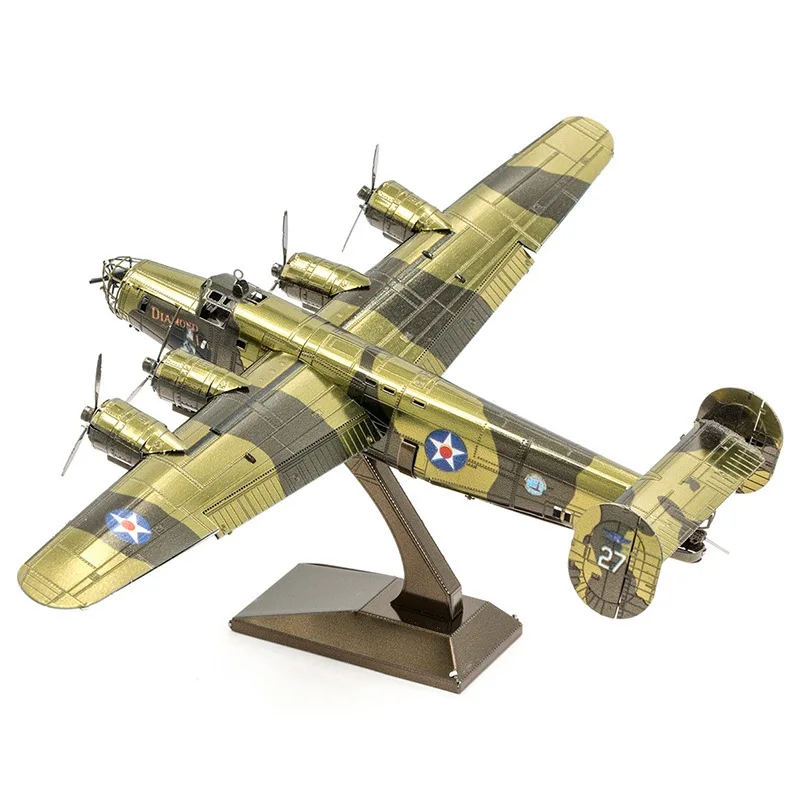

Color Stainless Steel Metal Assembled 3D Puzzle, B-24 Liberation NO. Airplane Model,DIY Manual Creating Model Toy, Ornament,XT61