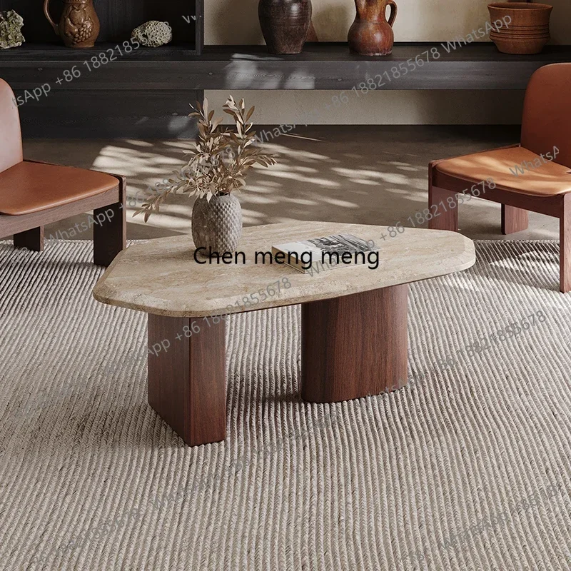 

Minimalist natural travertine coffee table small tea table small apartment living room household special-shaped coffee table Z13