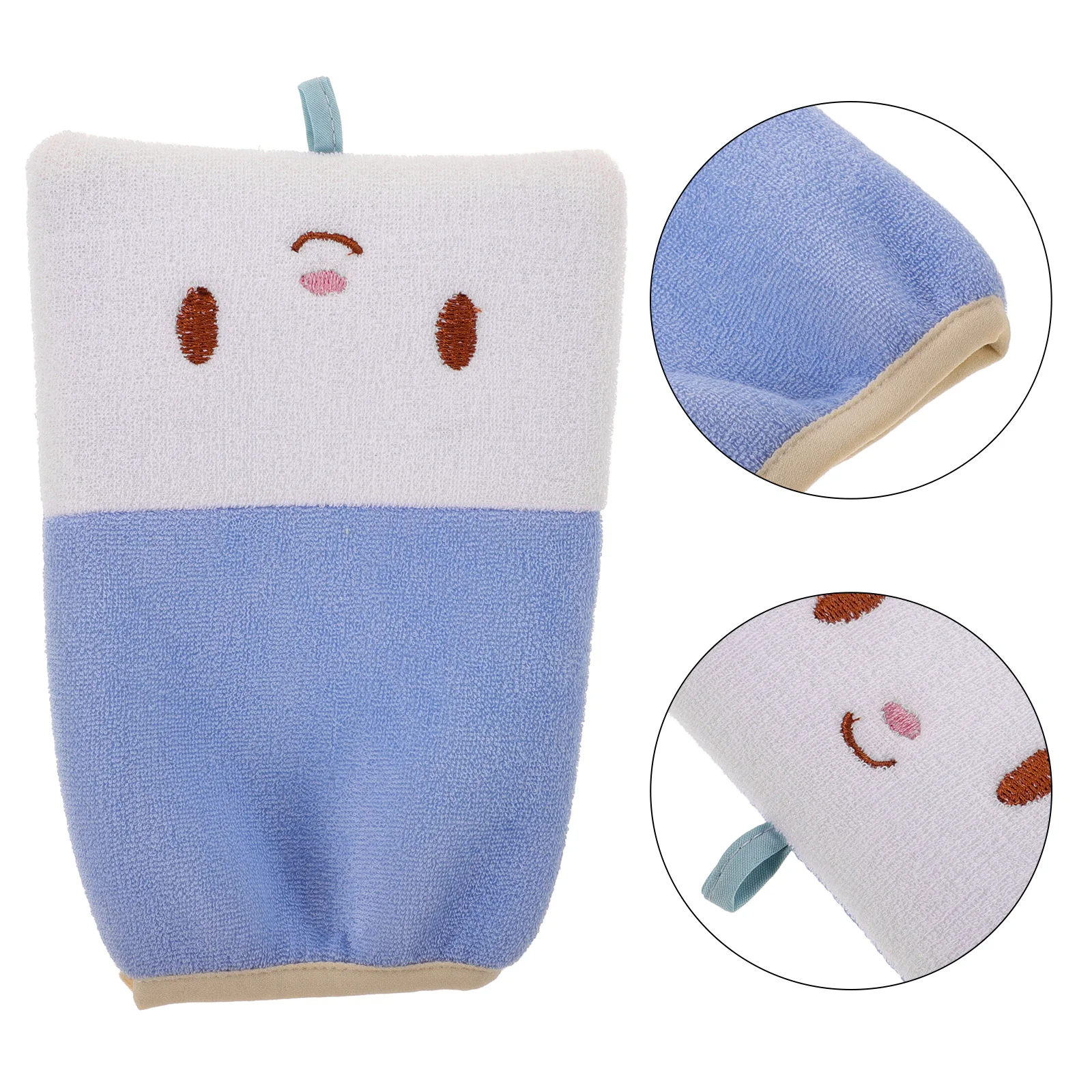 

Baby Bath Mitt Double Sided Gentle Body Scrubber Sky Blue Soft Toddler Washcloths for Kids Bath Shower Supplies