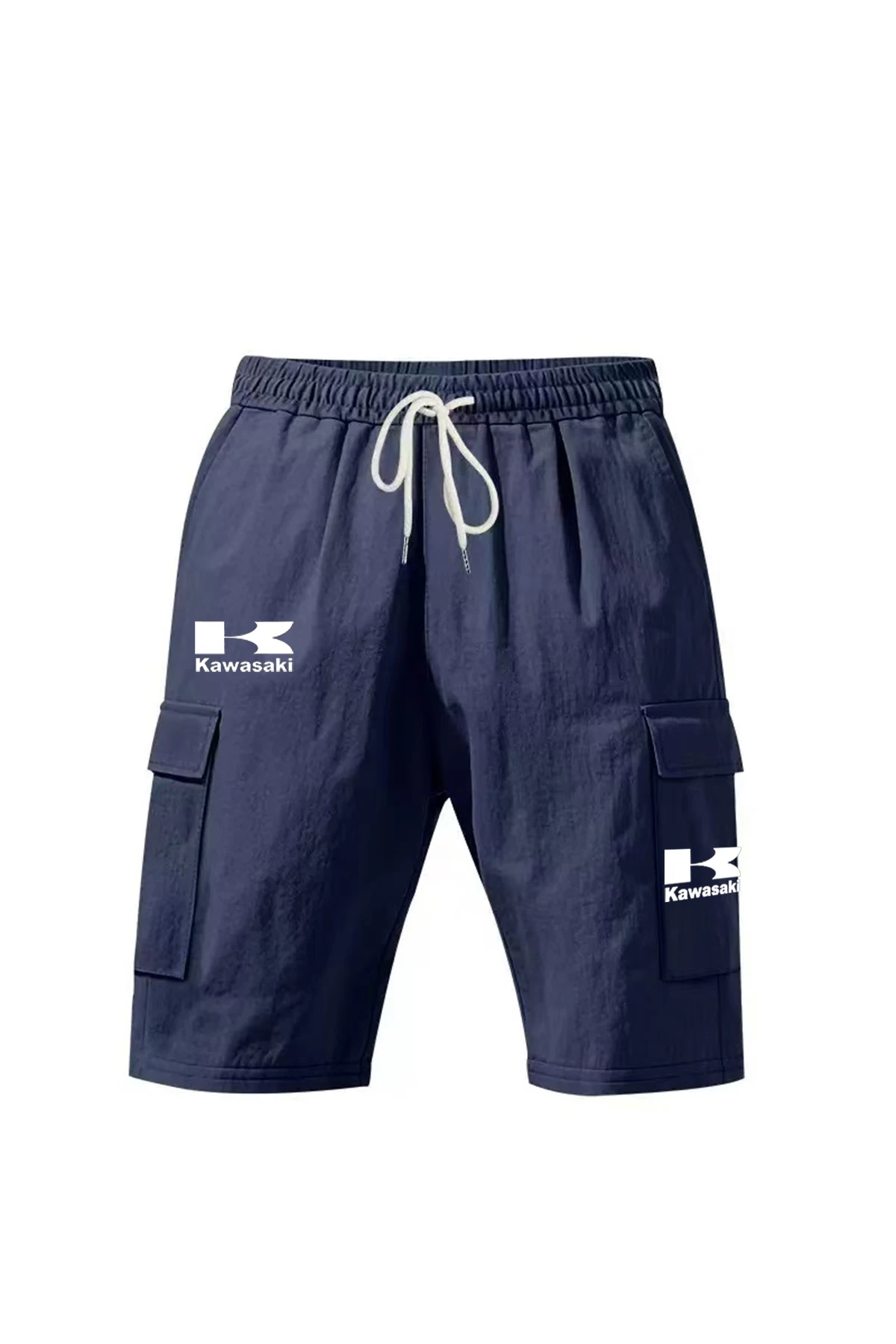 

2026 Cross border men's drawstring linen multi pocket workwear shorts for sports beach skin friendly men's shorts