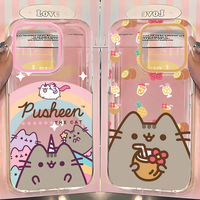 Cute Cartoon Pusheens Cat Phone Case For iPhone 16 16e 15 14 13 12 11 Mini Pro Max X XR XSMax 7 8 Plus Clear Soft TPU Back Cover