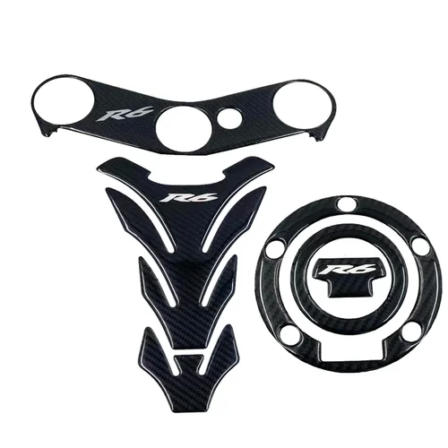 Imagen 2 del producto Para R6 YZFR6 YZF600 2006-2016 almohadilla de tanque cubierta de tapa de Gas Triple abrazadera pegatina de yugo Protector calcomanía de fibra de carbono para motocicleta