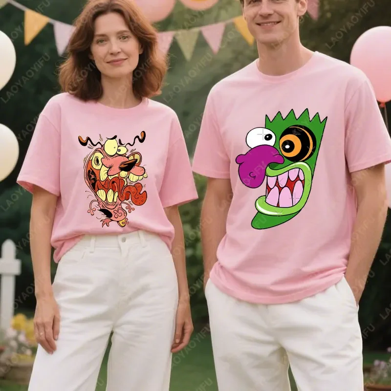 90's Cartoon Courage The Cowardly Dog Graphic Tshirt Trendy Unisex Men Women Cotton Tee Vintage Casual Streetwear Camisetas Tops