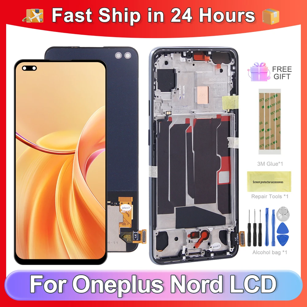 

6,44 для OnePlus Nord 5G для AMOLED 1 + Nord 5G AC2001 AC2003, ЖК-дисплей, дигитайзер сенсорного экрана в сборе, замена