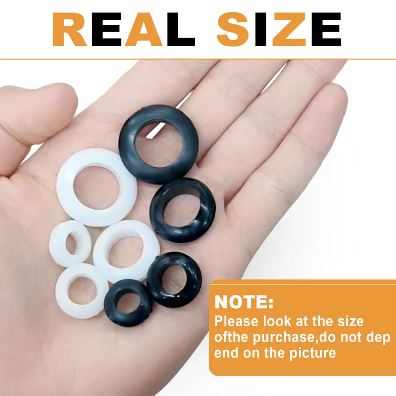 โอริงยางสองชั้นสีดำ/ขาว สำหรับป้องกันสายไฟ ขนาด 3~80 มม. ใช้กับสายไฟ สายเคเบิล อุปกรณ์ฮาร์ดแวร์