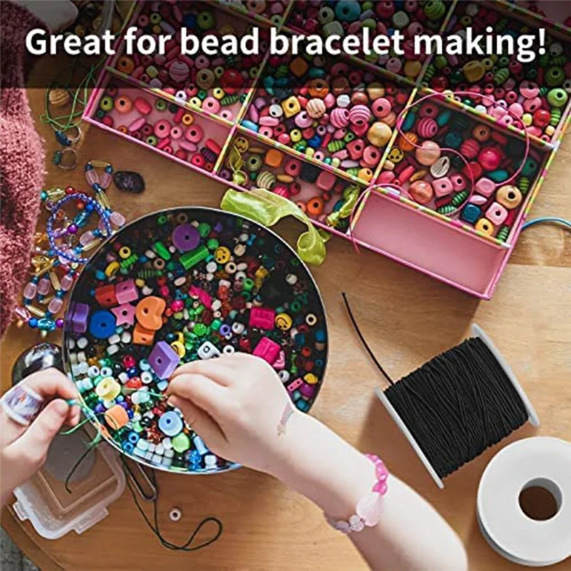 A21R-حبل مرن من القماش 1.2 مم إجمالي 109 ياردة لصنع الأساور لصنع المجوهرات والقلائد والديكور