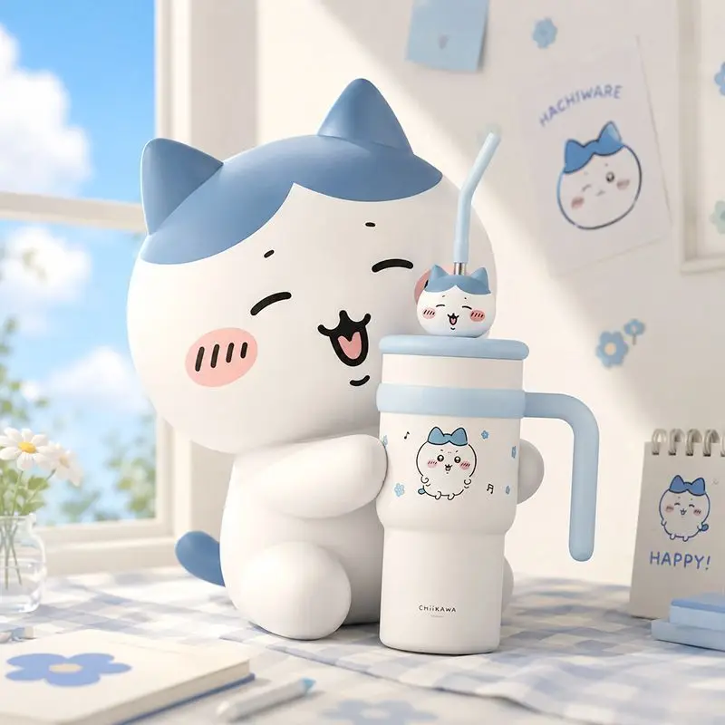 Cartoon Kawaii Thermos Cup Cute Fun Straw Design Large Capacity Comfortable Handle Peace of Mind Material Easy To Clean Chiikawa