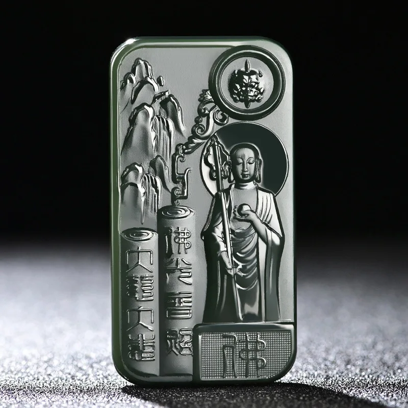 

Ювелирные изделия из натурального нефрита Хэтянь, нефрита, кулон Кудхисаттвы Кsitigarbha с двусторонней резной кулон из нефрита