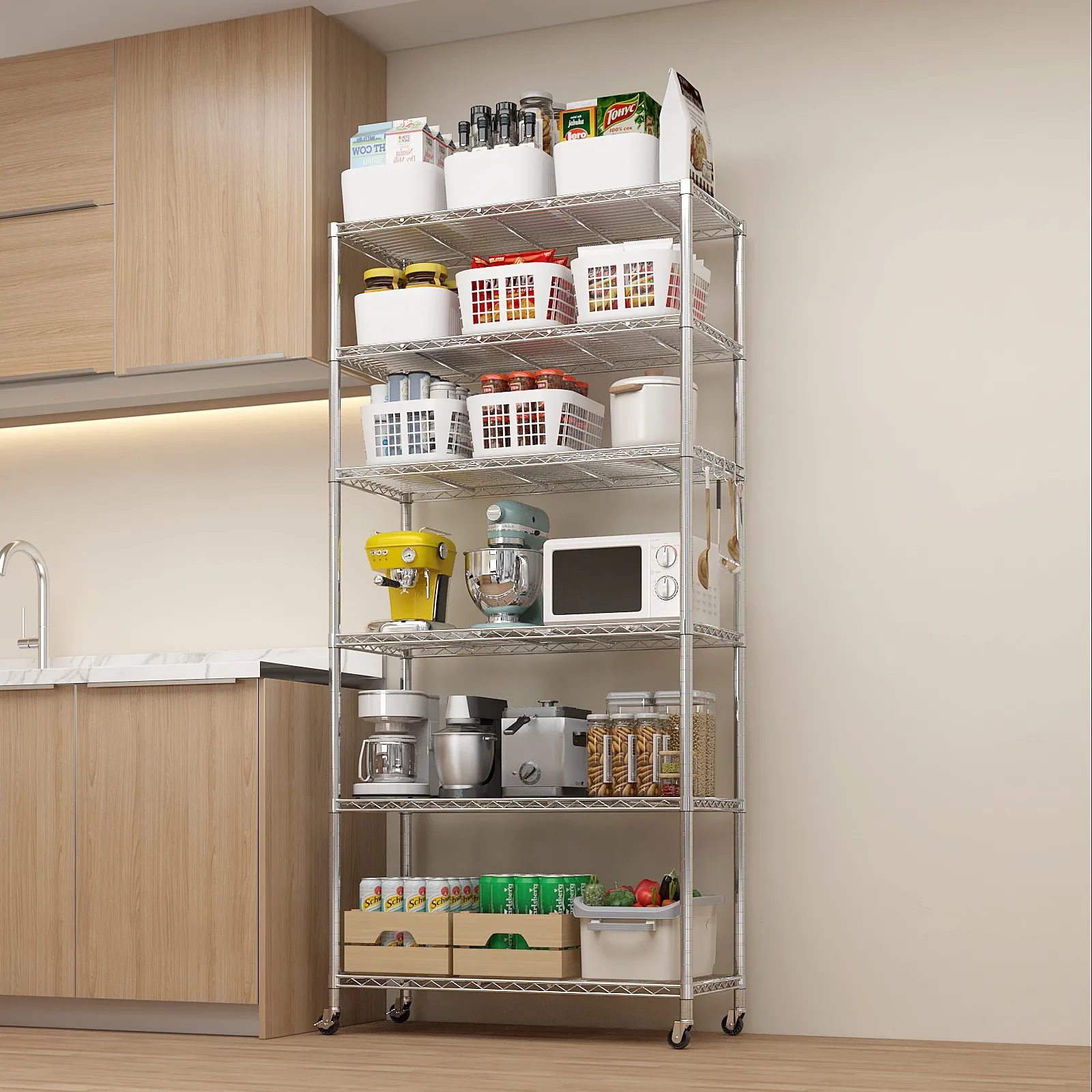 78"H Adjustable Heavy Duty Storage Shelving Steel Storage Organizer Wire Rack