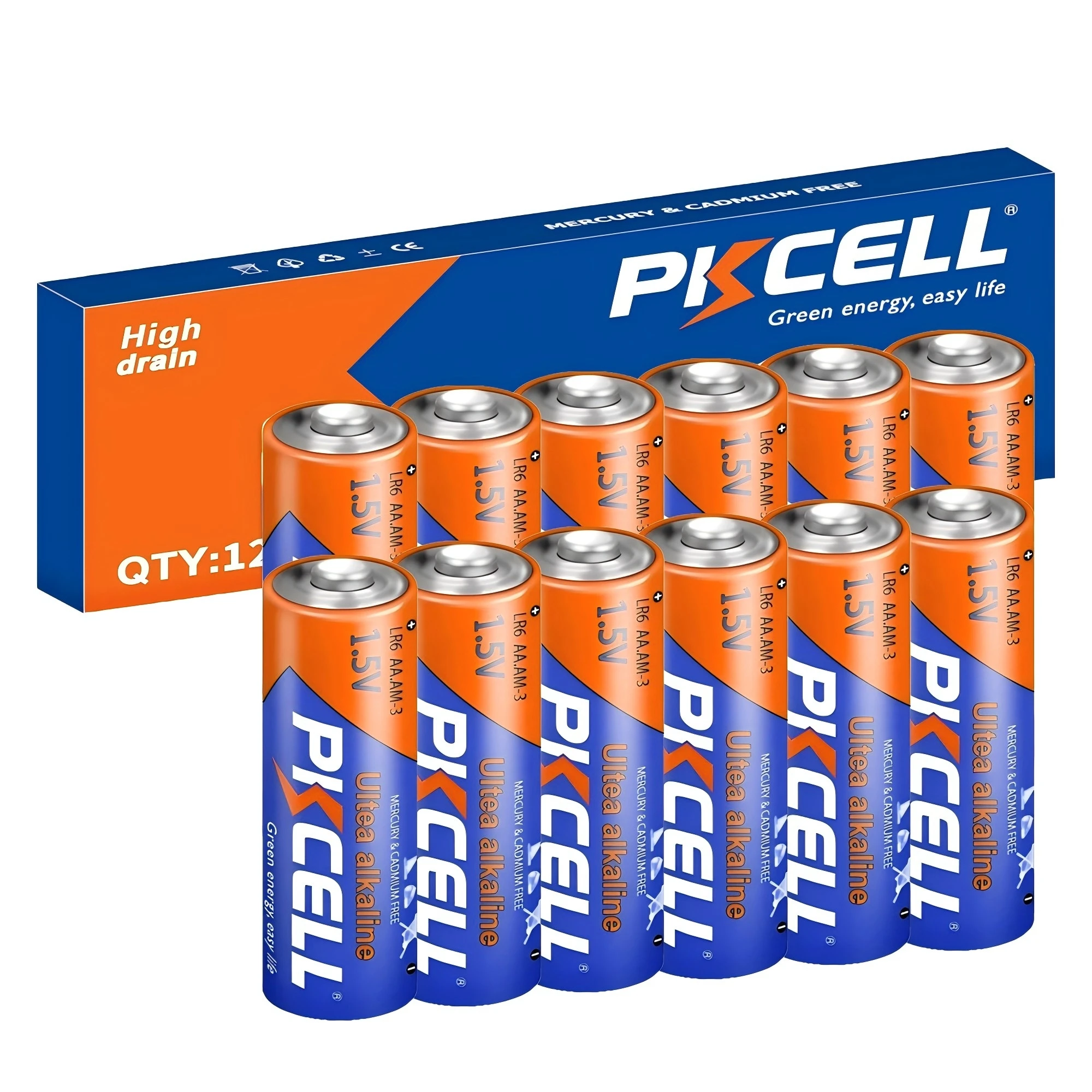 PKCELL-Télécommande pour horloges et appareils ménagers, LR6, AA, 1.5V, Alcaline 24.com, E91, MN1500, Super rapDuty 24.com, 12 pièces
