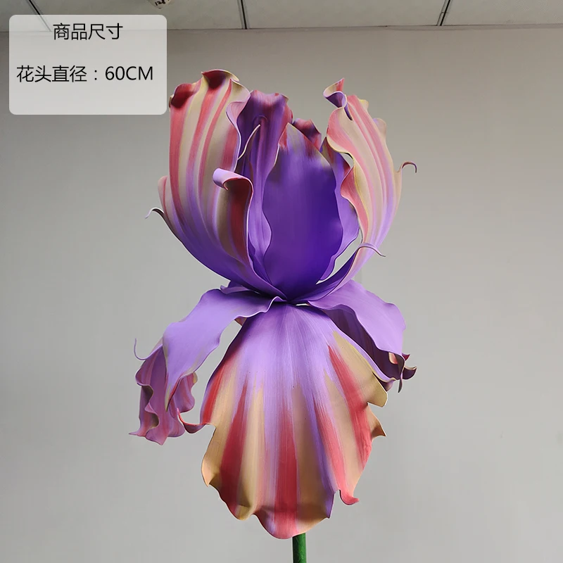 Große wasserdichte EVA-Irisblume, künstliche Garten- und Hochzeitsdekoration für draußen, Schaumstoffblume, Hintergrund für Geburtstagsfeiern, riesige Fensterblume – Detail 11