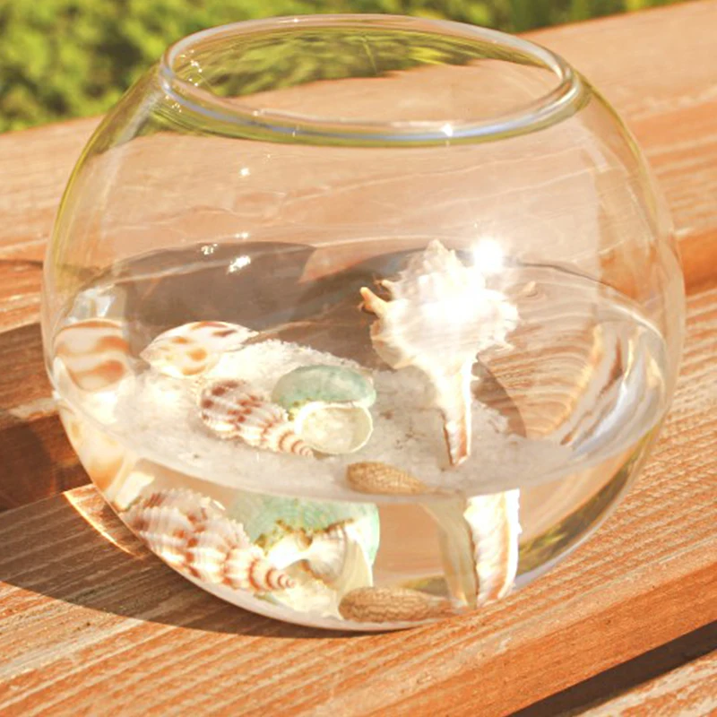 8/10/12cm Simple Round Ball Vase Round Glass Fish Tank Transparent Hydroponic Vase Micro Landscape Moss Ecological Bottle