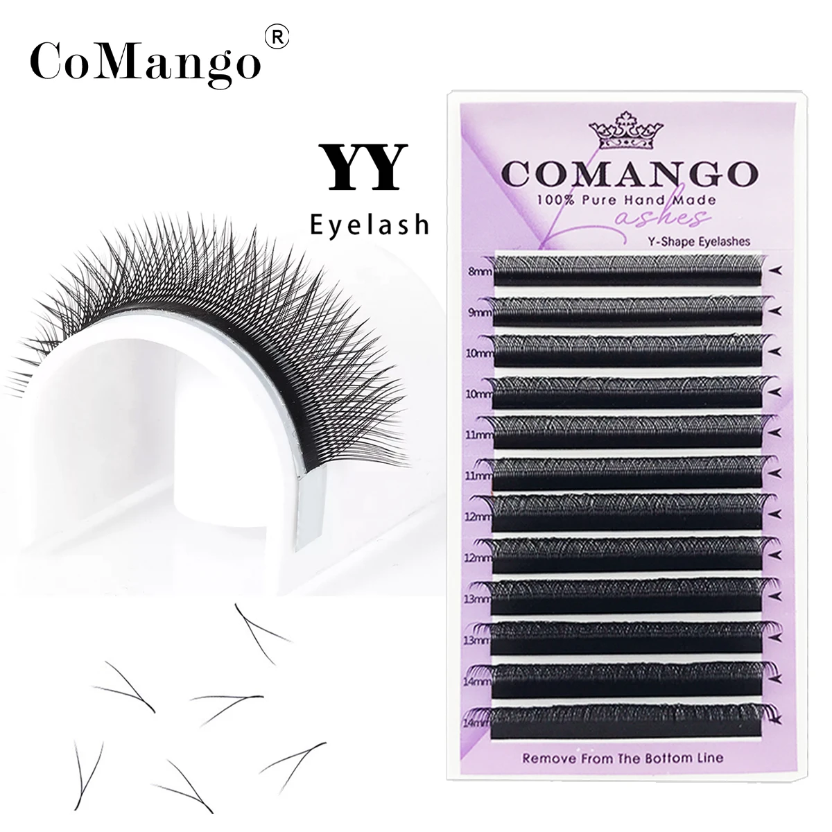 CoMango New Premade Fans YY Shape Black Eyelash Extension Two Tips C/D Curl High Quality Fans