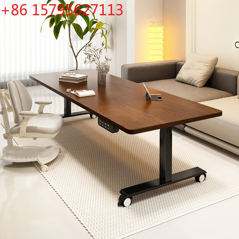 

Подвижный электрический подъемный журнальный столик, стол из цельного дерева со шкивом для гостиной, длинный обеденный стол цвета ореха, учебный стол