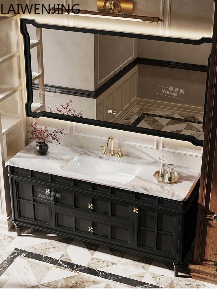 MJY French retro bathroom cabinet combination high-end custom floor wash basin