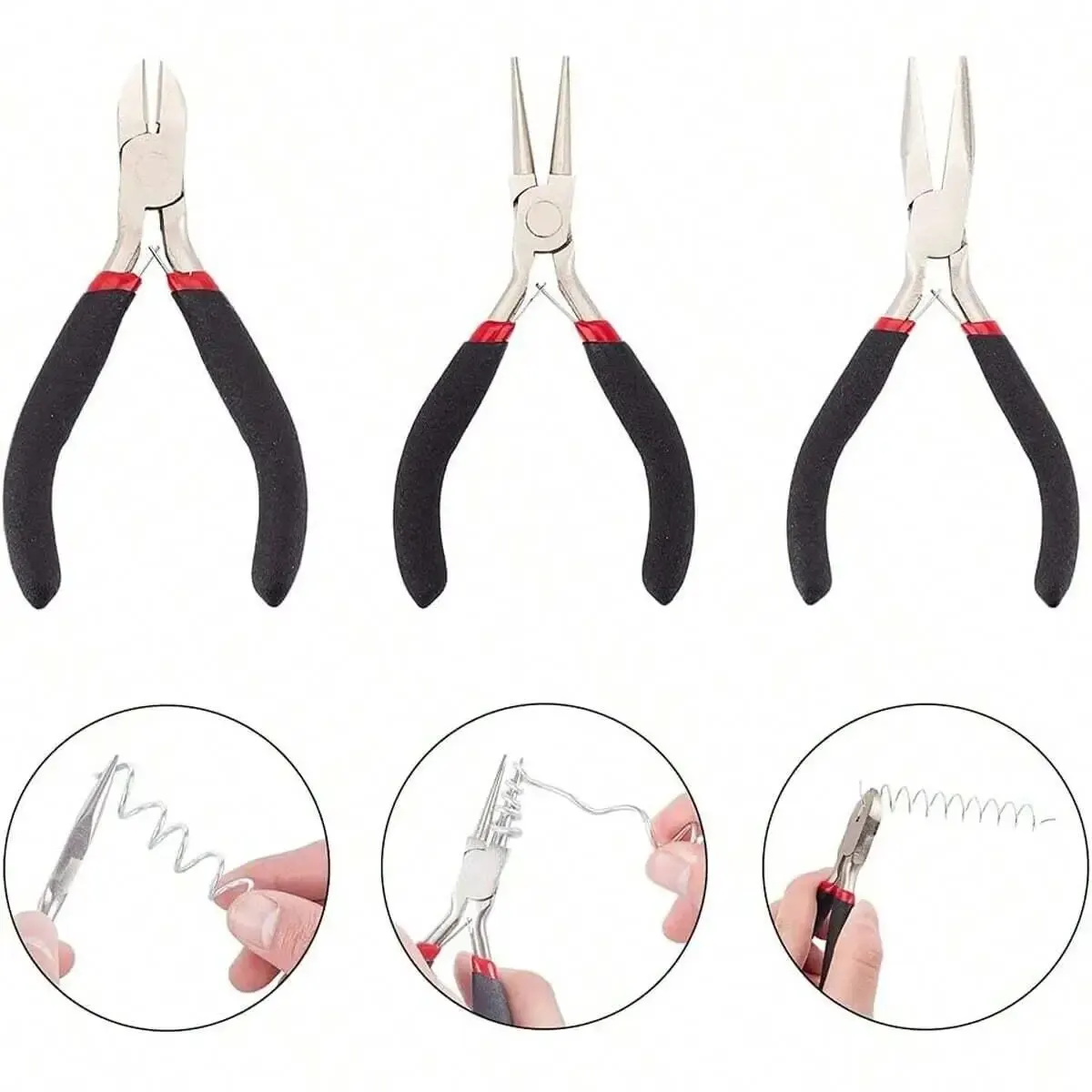 3pcs Jewelry Making Pliers Set - Needle Nose, Chain Nose, Round Nose & Wire Cutter - Perfect for Jewelry Repair, Wire Wrapping