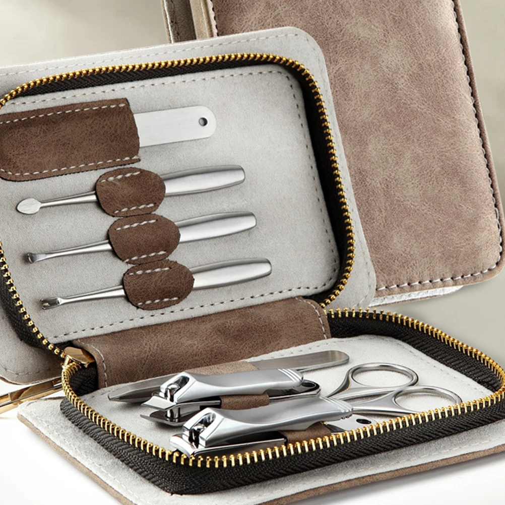 

1Set Stainless Steel Nail Clipper Kit 8-in-1 Manicure Tools Set for Toe Nail File Adult Use Professional Grooming Tool