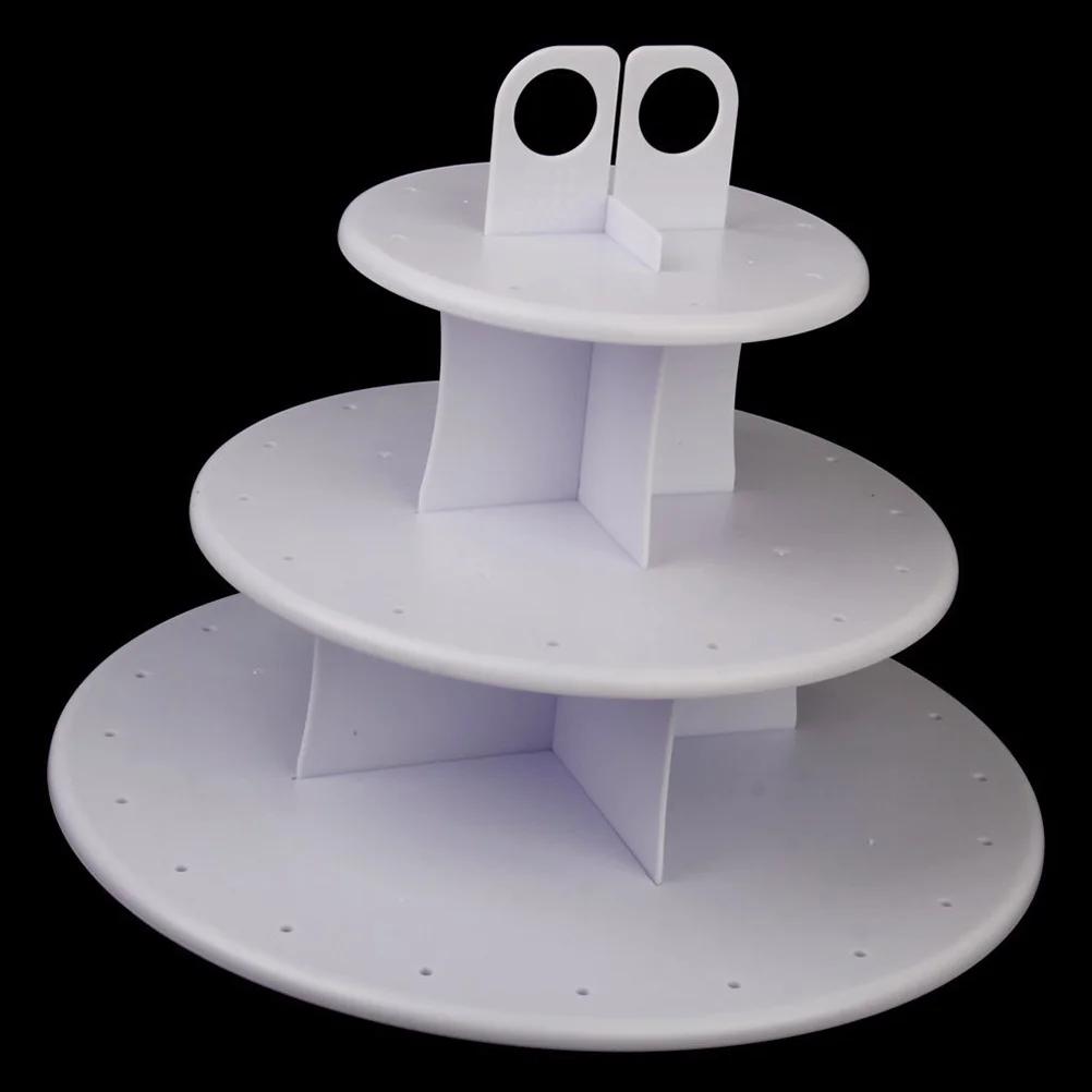 

3-Tier 42 Holes Round Cupcake Lollipop Stand White Plastic Assemble Disassemble Nesting Design Storage Cake Lollipop