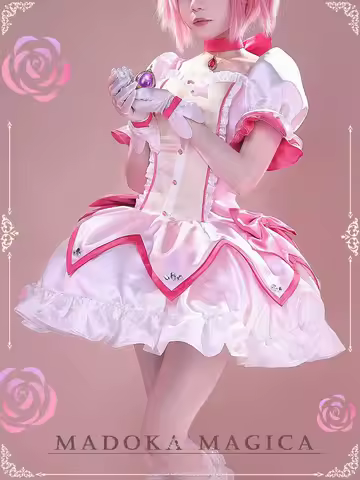 COS-KiKi Anime Puella Magi Madoka Magica Kaname Madoka Game Suit Elegant Dress Uniform Cosplay Costume Halloween Party Outfit