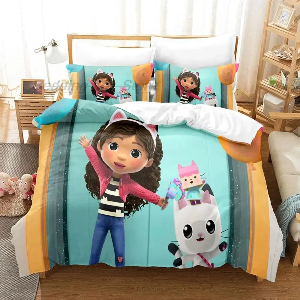 Gabbys Dollhouse Bedding Set Single Twin Full Queen King Size Bed Set Aldult Kid Bedroom Duvetcover Sets 3D 2022 Bed Sheet Set