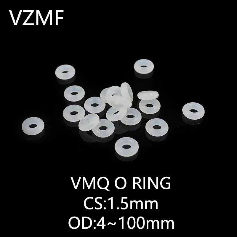 

VMQ O RING CS 1.5mm OD 4~100mm White Silicone Sealing Ring Food Grade Silicone Insulation Shape Sealing O-ring Silicone Ring