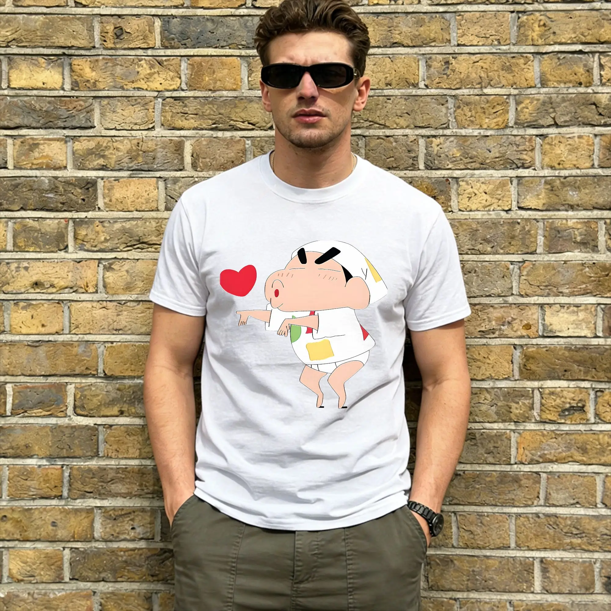 Crayon Shin-chans T Shirts Men Cotton Funny T-Shirts Round Collar Being Playful Tees Short Sleeve Clothes Plus Size
