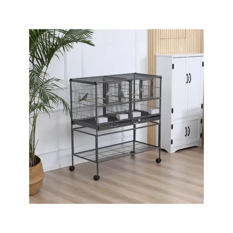 

Клетка для птиц из металла и дерева для домашних животных со съемным подносом и жердонами для маленьких птиц