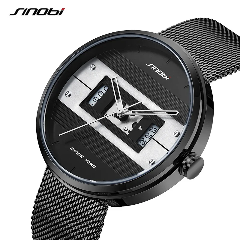 Sinobi Fashion Creative Men's Wrist Watch Waterproof Military Army Stainless Steel Male Clock Top Brand Luxury Man Sport Watches